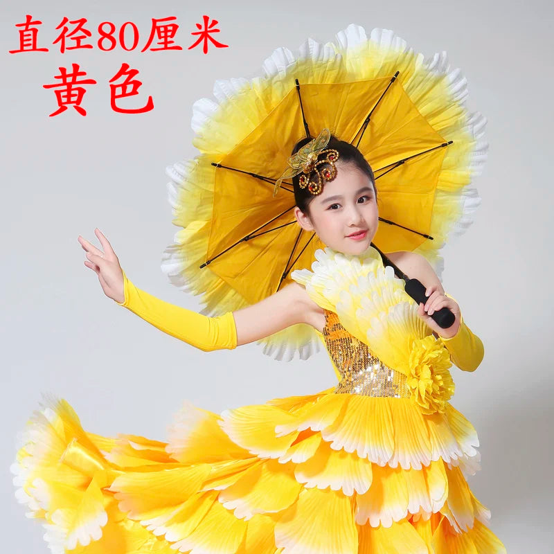 Dance Art Elegant Peony Flower Umbrella Fiber Umbrella Opening Dance Stage Performance Costume Props National Costume Stage Wear