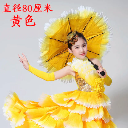 Dance Art Elegant Peony Flower Umbrella Fiber Umbrella Opening Dance Stage Performance Costume Props National Costume Stage Wear