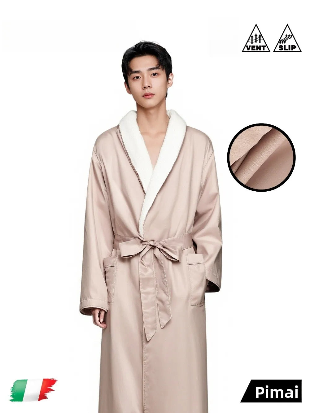 PinkBread Coral Fleece Thickened Warm Hooded Couples Sleep Robe Men's Bathrobe Luxury Home Clothes Winter Season Polyester Fiber