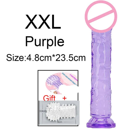 Cheap Women Erotic Anal 5 Colors Big Transparent Dildo Suction Cup Jelly Dick Sex Toys Soft Clitori Vaginal Masturbators Penis