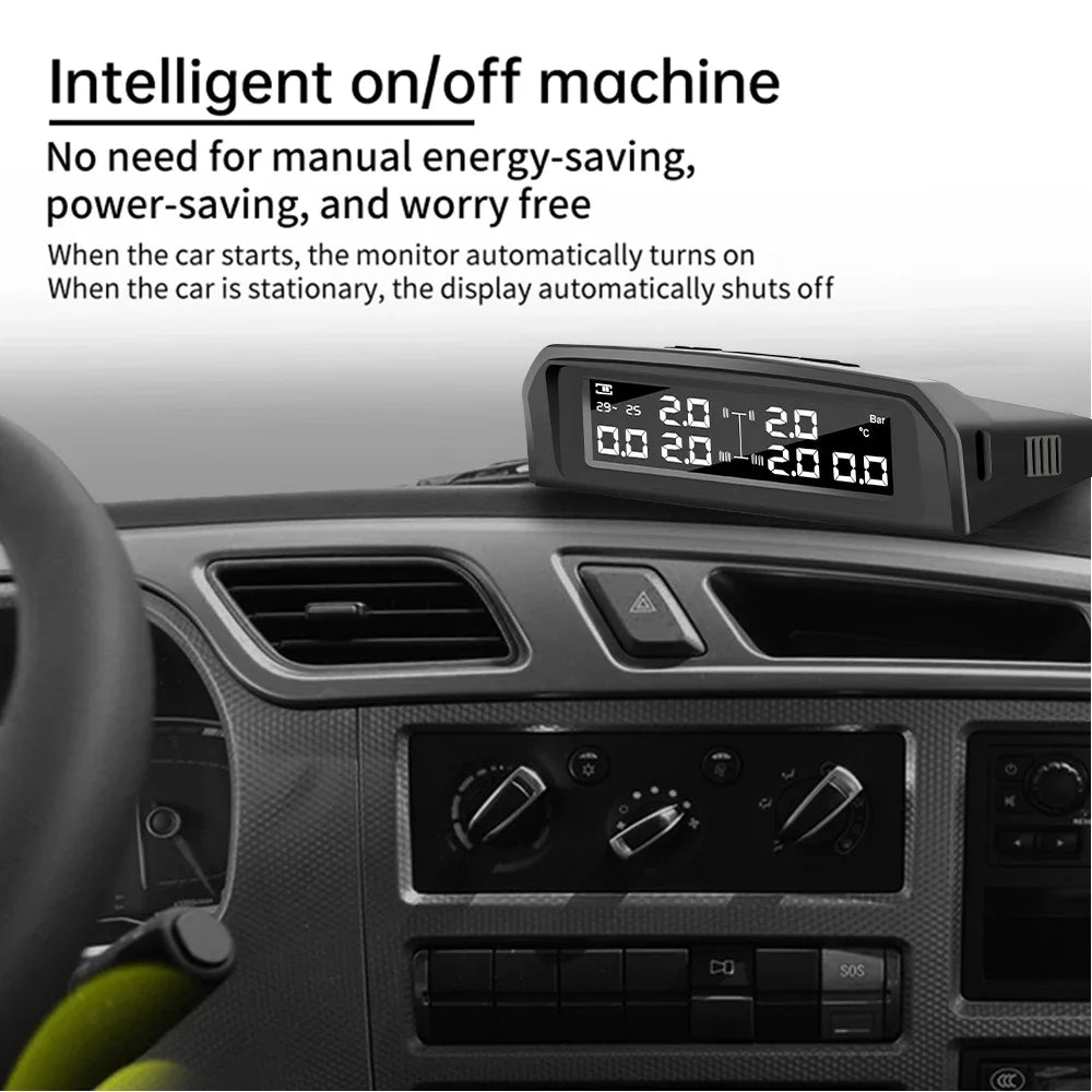 Truck 6 Wheel Tire Pressure Solar TPMS Sensor Security Monitoring Temperature Alarm System USB Charing with Waterproof