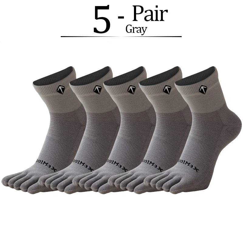 5 Pairs/lot High Elasticity Men's Socks Soft Breathable Cotton Women Fitness Sweat Wicking Split Toe Socks Outdoor Running Socks