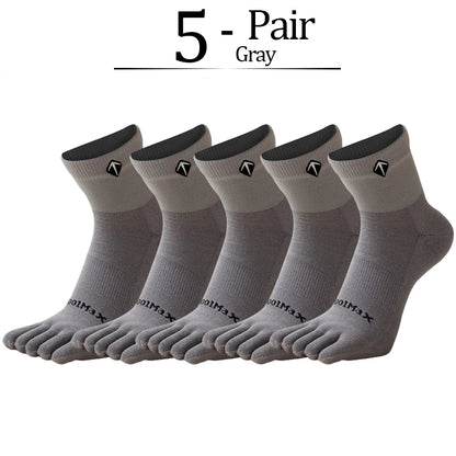 5 Pairs/lot High Elasticity Men's Socks Soft Breathable Cotton Women Fitness Sweat Wicking Split Toe Socks Outdoor Running Socks