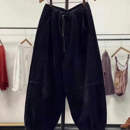 Winter 2024 Women's Casual Pants Fleece Lined Thickened Harajuku Style Long Trousers Lantern Pants Comfortable Fit Commute Fa...