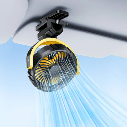 Portable Car Clip on Fan 2000mAh Battery Rotate 5V USB Rechargeable Mini Cooler Fan Car Electronic