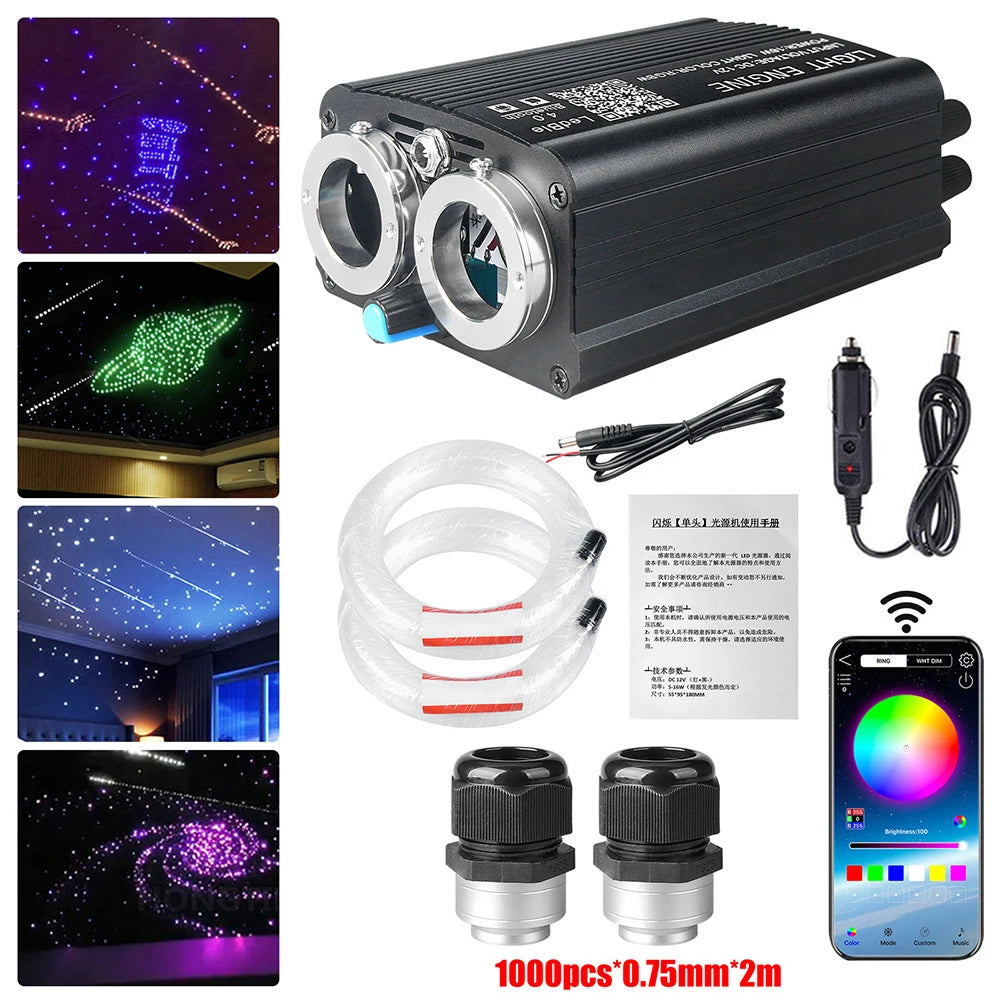 32W RGBW Meteor Car Roof stars Fiber Optic Light Music Roof Car Interior Ambient Atmosphere Light  for Starry Sky ceiling