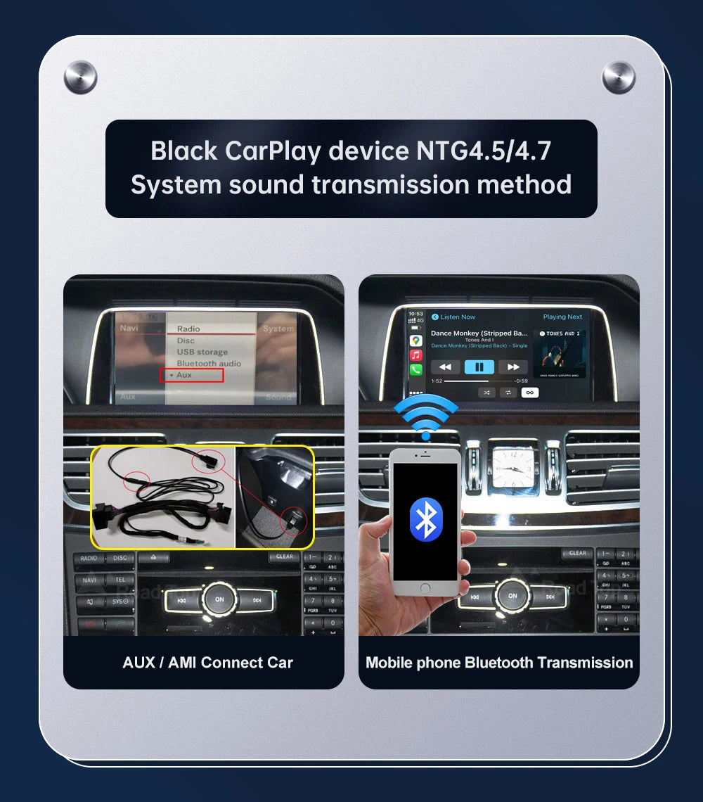 Road Top Wireless CarPlay for Mercedes Benz E-Class W212 E Coupe C207 NTG4.5/4.7/5.0 2011-2015 with Airplay Android Auto