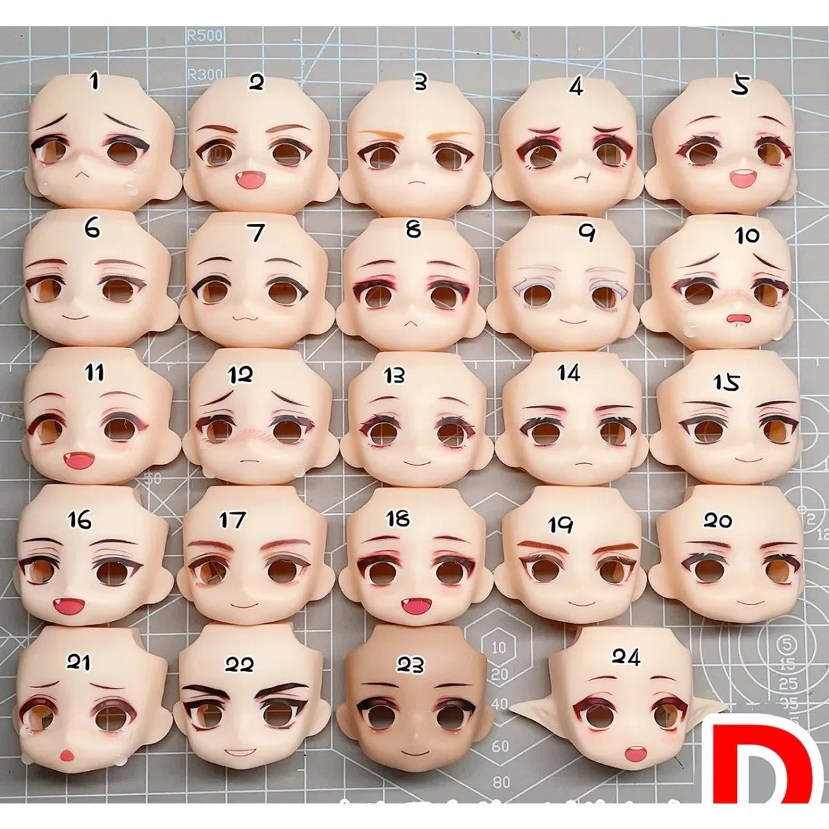 Ob11  Open Eyes Face Anime Game Cosplay Doll Suitable for 10mm 12mm Eyes Handmade Water Sticker Faceplates Toy Accessories