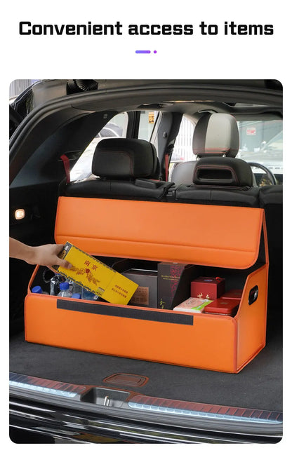 Portable Car Trunk Organizer Box Large Capacity Leather Foldable Storage Box Multifunctional Auto Organizer Bag Car Accessories