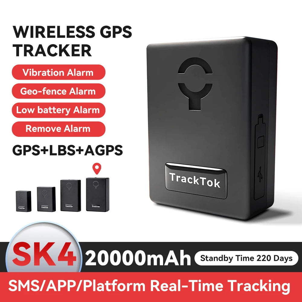 4G GPS Tracker Car Locator Vehicle Long Standby GPS Locator Magnet Waterproof 20000mAh Battery Real Time Position Free Web APP