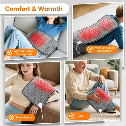 Electric Heating Massage Pad, 9 Heat Levels, Constant Temperature, 4 Modes & Timer Function, Body Warming Heating Pad for Legs,