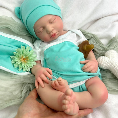 Open Mouth 20" Realistic Newborn Silicone Reborn Baby Loulou Weighted Handmade Reborn Doll Close Eyes Sleeping Veins For Kid Toy