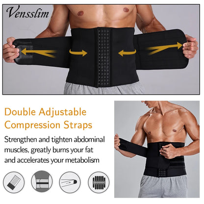 Waist Trainer for Men Sweat Belt Body Shaper Sauna Trimmer Stomach Wraps Workout Band Waste Cinchers Corset Belly with Strap