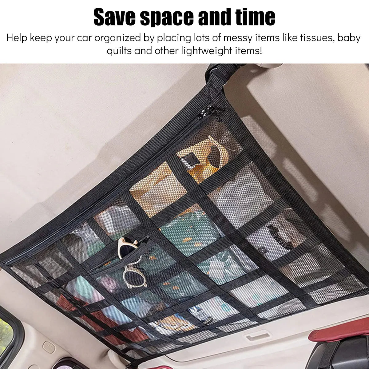 Car Roof Storage Net Pocket Car Roof Net Pocket Strong Load-Bearing Large Capacity Luggage Suspension Net Car Storage