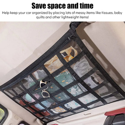 Car Roof Storage Net Pocket Car Roof Net Pocket Strong Load-Bearing Large Capacity Luggage Suspension Net Car Storage