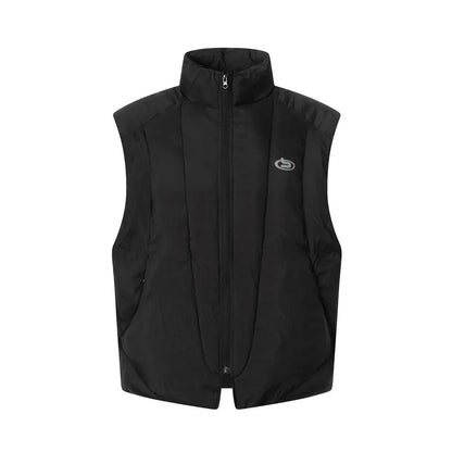 Winter men's high street trendy loose casual versatile sleeveless camisole, thick half high collar cotton jacket, vest jacket