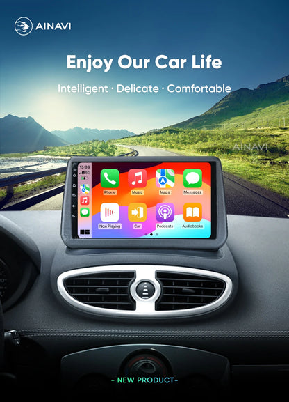 Ainavi Car Radio for Renault Clio 3 2005-2014 Wireless CarPlay Android Auto 4G Multimedia Player Navigation GPS 2din Autoradio