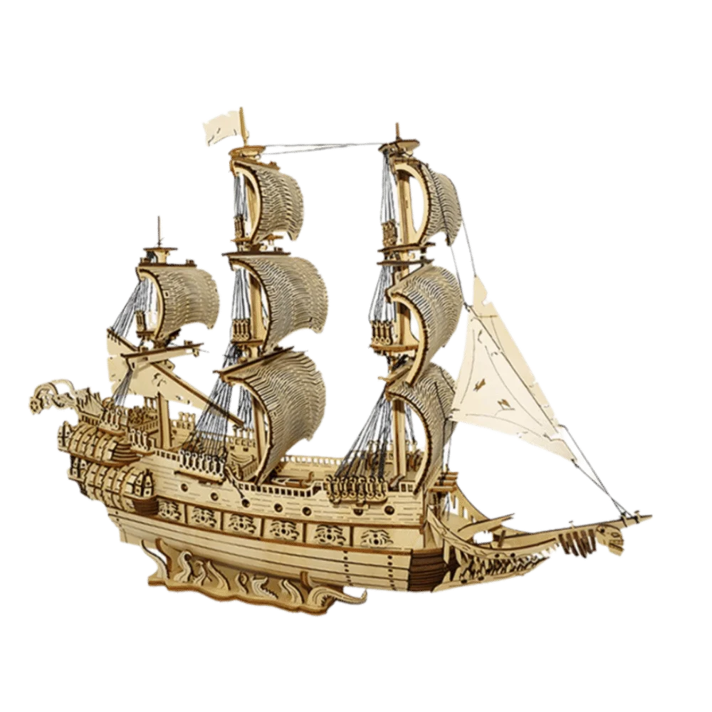 Wooden Material Dutch Ship 3D Puzzle Children Gits Classic Ship DIY Assembled Model 3D Construction Wooden Model Kit Home Decor