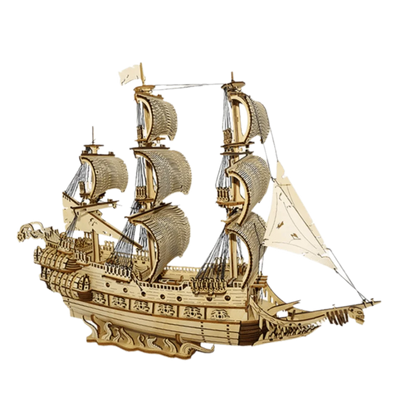 Wooden Material Dutch Ship 3D Puzzle Children Gits Classic Ship DIY Assembled Model 3D Construction Wooden Model Kit Home Decor