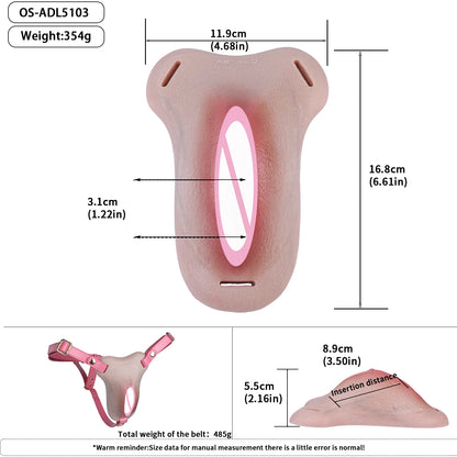 ANOSX Multi-functional Vagina Pad Silicone Chastity Cage Imitation Clitoral Pants Penis Sleeve With Urethra Hole Sex Toy For Men