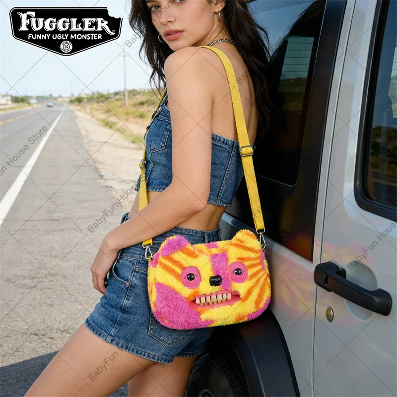 Original Fuggler Funny Ugly Teeth Monster Plush Toys Shoulder Bag Wide Eyed Weirdo Sphynx Cat Sir Belch Peluche Dolls Crossbags