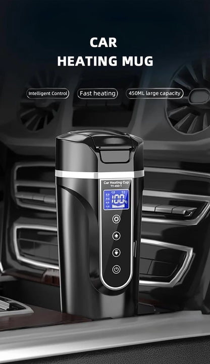R31 450ml Car Heating Cup 12v/24v Portable Electric Kettle Smart Touch Screen Thermal Mug Temperature Adjustable Car Heating Mug