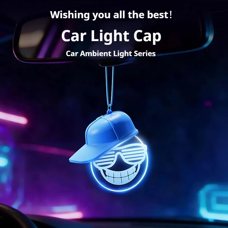 Creative Retro Car Pendant, Luminous Light Bulb Hanging Decoration, High-end Auto Atmosphere Light, Rearview Mirror Decor
