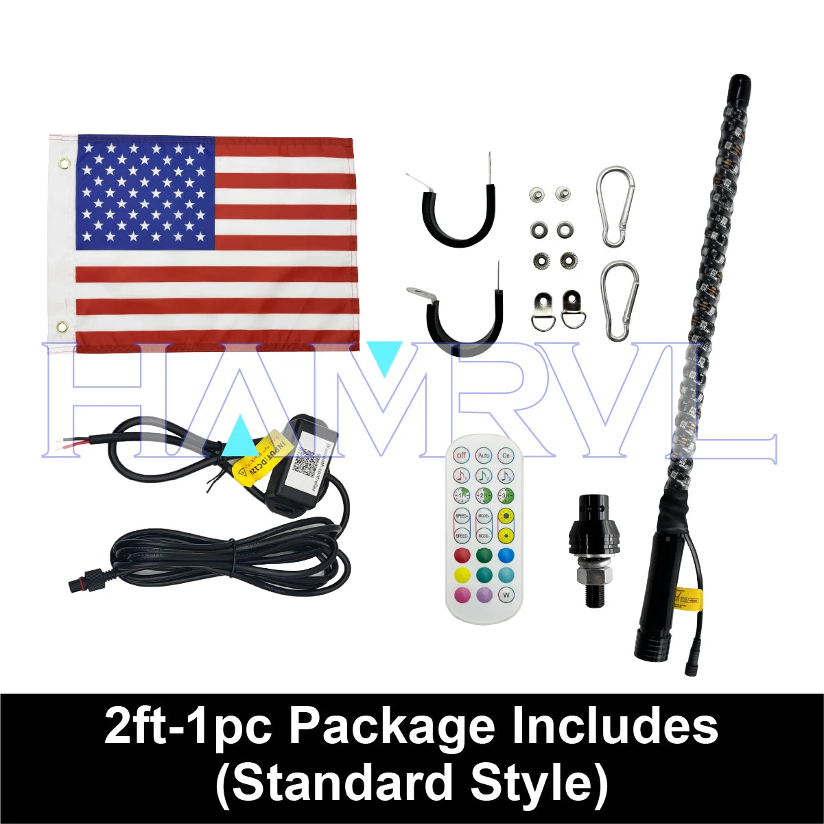 1/2 PCS 2/3/4FT LED Whip Lights RGB Waterproof Multi-Color Flagpole Lamp Bowlight for Offroad Sand Rails Buggies SxS ATV/UTV RZR