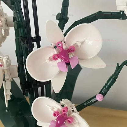 Orchid Bonsai 600+PCS DIY Building Blocks Kit Creative Potted Plant Model Children's Birthday Gifts Fun Adults Toys For Girls