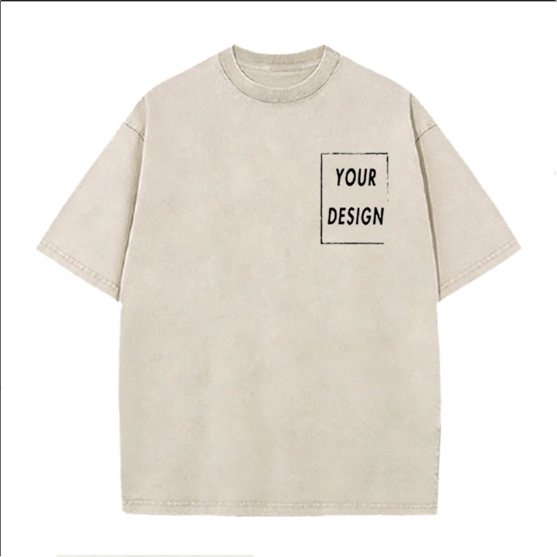 Men's and Women's Cotton Washed T-Shirt Custom Printed T-Shirt 230G Top DIY Your Favorite Pattern or Logo Fashionable Custom Top