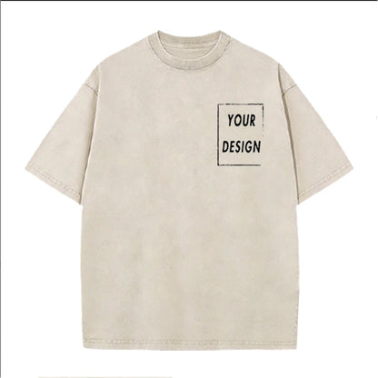 Men's and Women's Cotton Washed T-Shirt Custom Printed T-Shirt 230G Top DIY Your Favorite Pattern or Logo Fashionable Custom Top