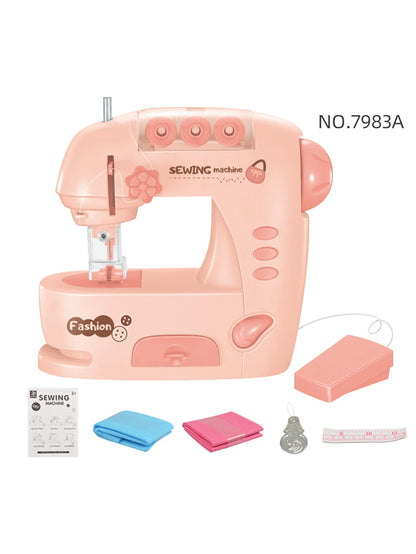 Mini Sewing Machine Toys for Kids, Electric Furniture Model Playing Home Toy with Lights DIY Simulation Sewing Gift for Children