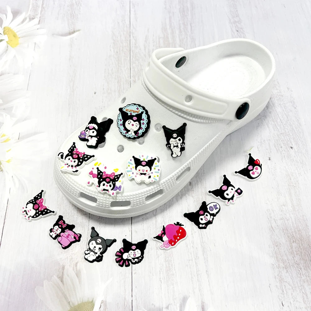 6-66PCS Cartoon Kuromi Shoe Charm Mix Wholesale PVC Decor Buckle Sandal Clog Bag Wristband Detachable Waterproof To X-MAS Gift