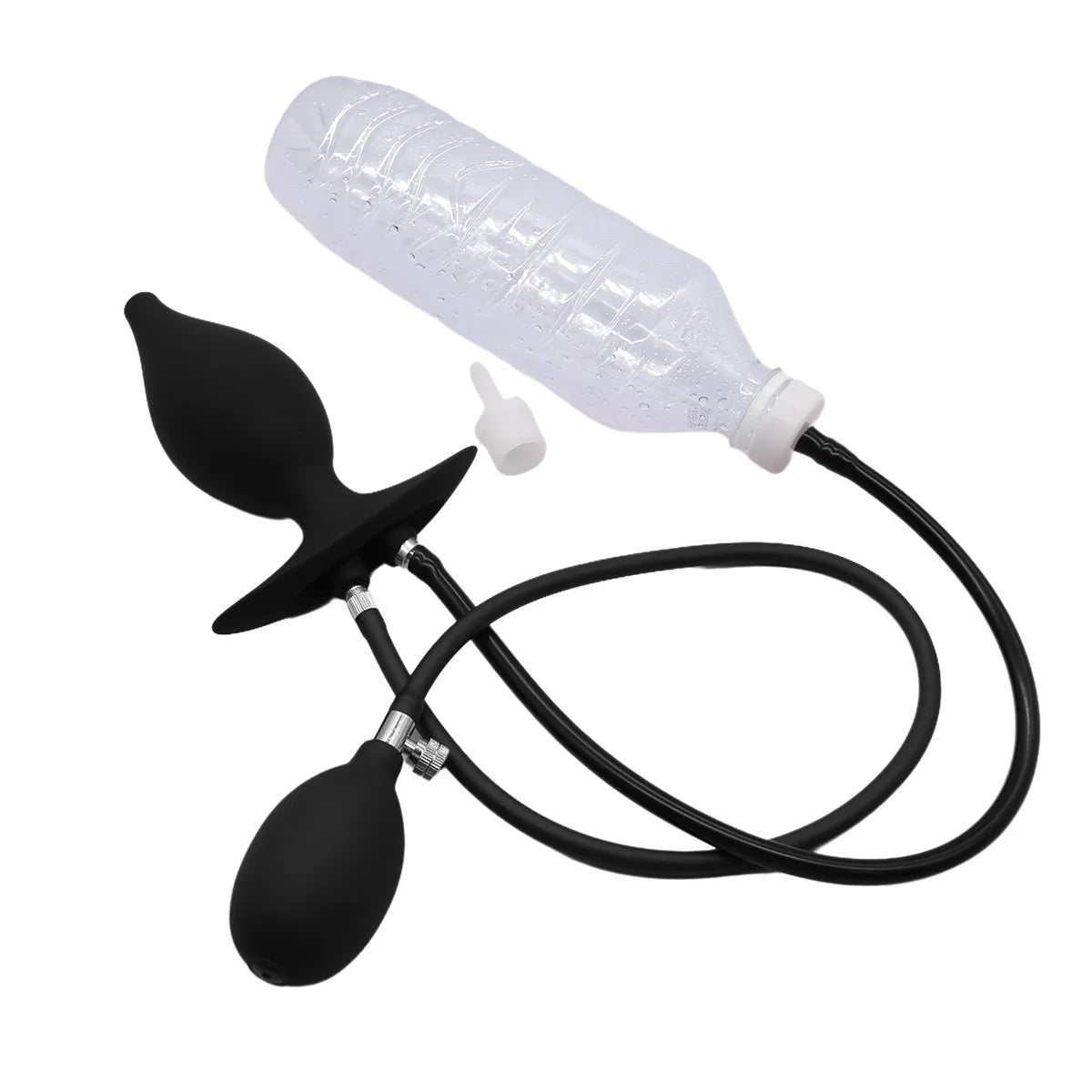 Silicone Magnetic Inflatable Butt Plug with Pump - Black Expandable Anal Stretcher, Prostate Massager Sex Toy for Men Women