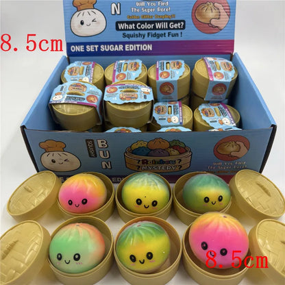 5.5/8.5cm Stress 1-12Pcs Dumpling Squash Toy Dampaline Squishy with Box Dumplings Sensory Squeeze Toy for  Relief Gift Birthday