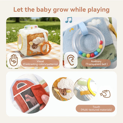 Soft Baby Tissue Box Cloth Book Security Blanket Plush Cube Crinkle Sounds Sensory Toy Mirror Fine Motor Skills 9 Styles Toys