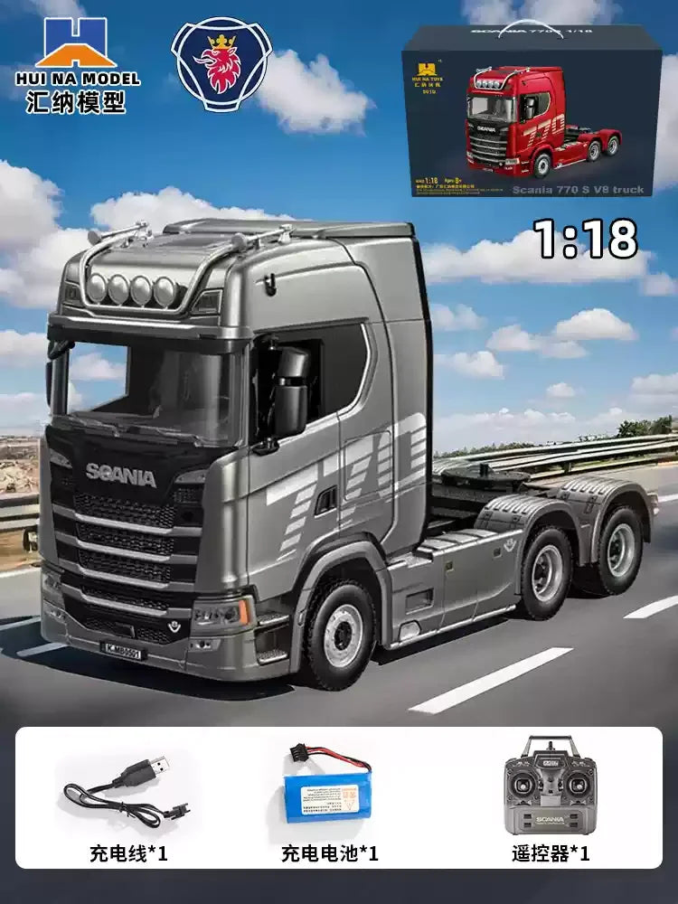 Huina 2026 New Alloy Car 1509 Scania Engineering Truck Model 2.4g Remote Control Toy Simulation Model Remote Control Car Gift