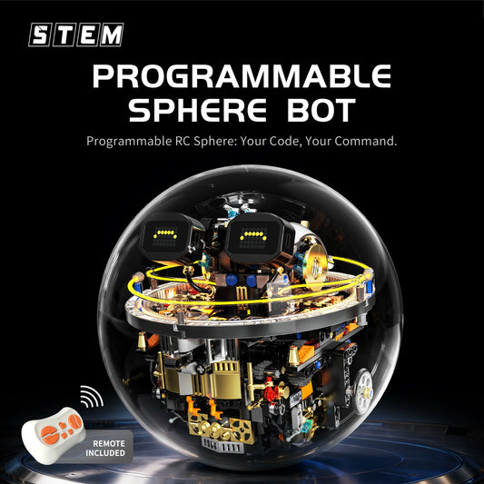 804PCS Programmable Spherical Robot with Remote Control Building Blocks Set, Desktop Ornament, Assembly Toy, Birthday Gift