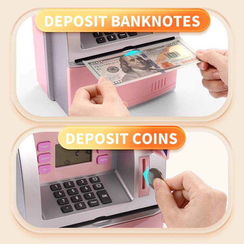 Children's piggy bank coin storage box ATM piggy bank boys and girls creative password box toy gift