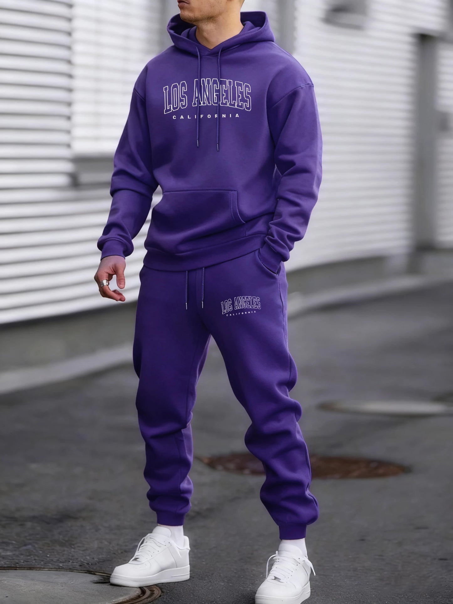 Usa California City Print Pullovers Men Fleece All-Match Sport Suits Autumn Warm Vintage Pants Unisex Loose Soft Hoodies