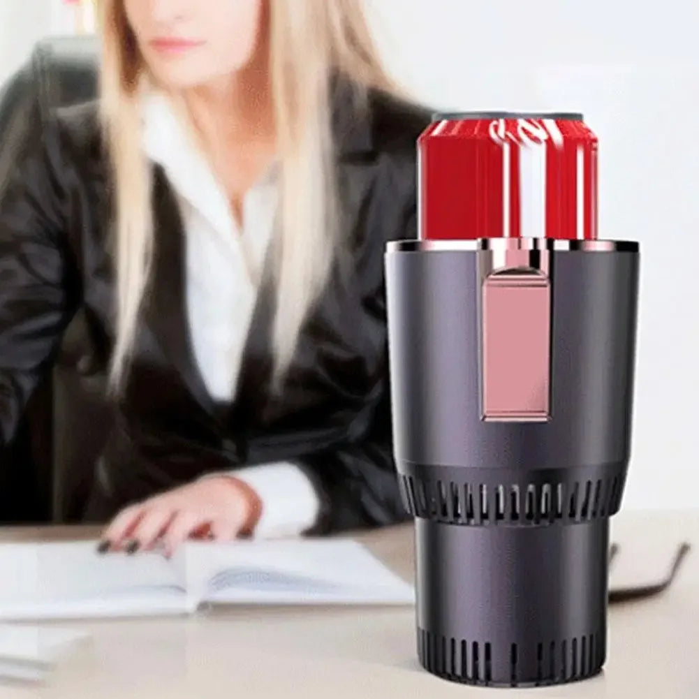 Smart 12V Portable Mini Can Fridge Cooler & Warmer, 2-in-1 Single Cup Holder Chiller for Car & Office Desk Travel Mug Heater