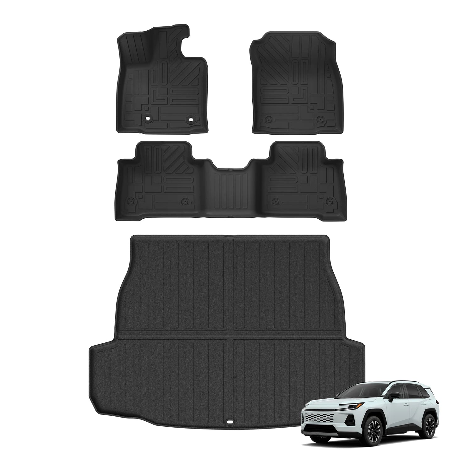 Left Drive for Toyota RAV4 Hybrid 2026 Car Floor Mats Cargo Trunk Pad TPE 3D Waterproof All Weather Accessories Black