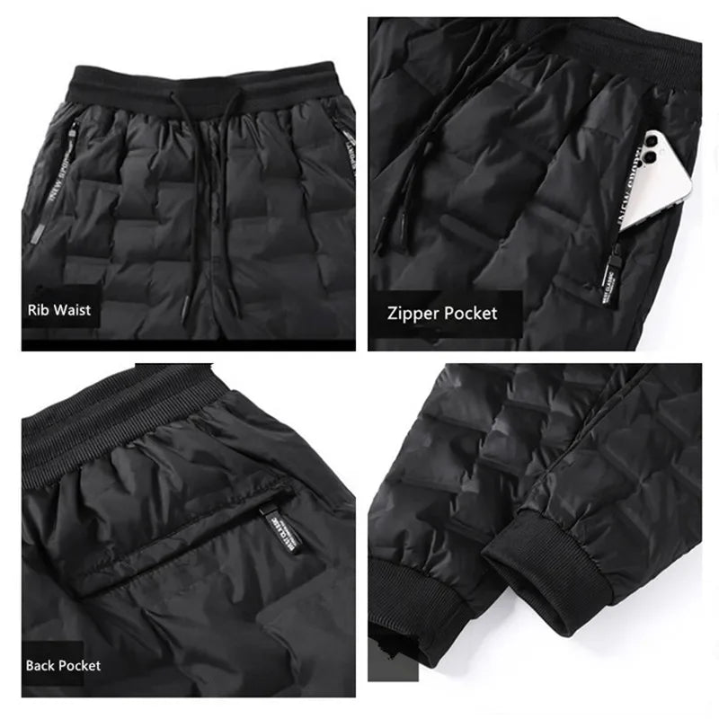 Winter Down Pants Men Outdoor 8XL 7XL 6XL Plus Size Warm Thicken Waterproof White Duck Thermal Trousers Windproof Male Jogger