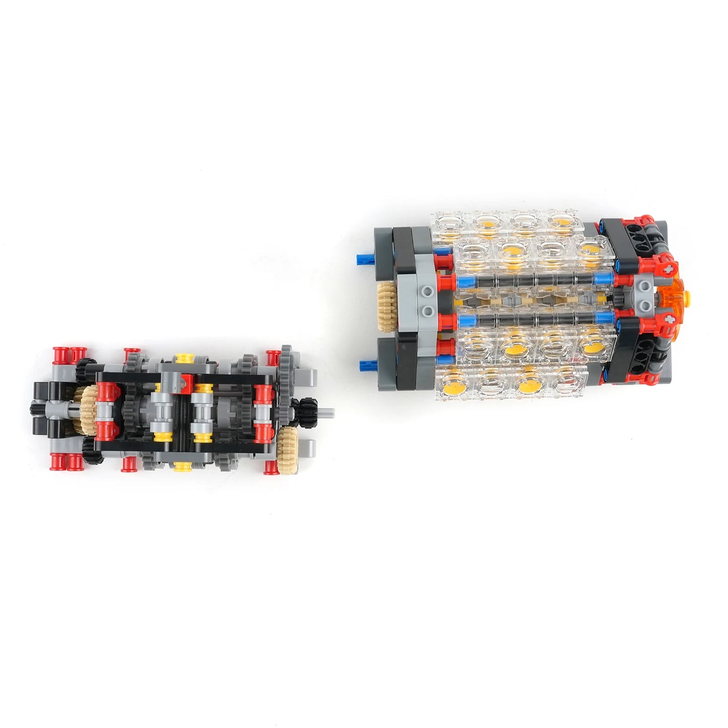 6 Speed Gearbox+V16 Engine Building Blocks Manual Transmission Model MOC Kit Puzzle Bricks DIY Creative Assembled Kid Toys