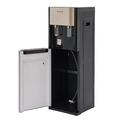 Water Dispenser Hot Cold Water Cooler Dispenser Bottom Loading Fast 0.16GalH 450W Heating 70W Cooling 304 Stainless Steel 110V US Plug No Assembly Gold
