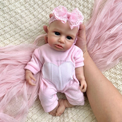18Inch Handmade Lifelike Silicone Reborn Baby Open Mouth Doll Soft Waterproof Artistic Model Exquisite Texture Details for Gift