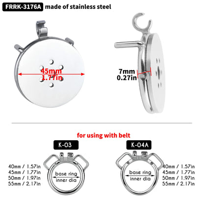 FRRK NO-More-Negative Flat Chastity Cage Attached with Silicone Skin Realistic Dildo For Men Penis Decoration BDSM Sex Products