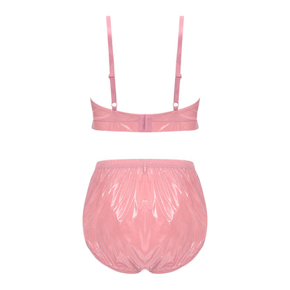 Women Waterproof Swimsuit Bikini Lingerie Set Swimwear Nightwear Clubwear Bra Top with Shorts for Beach Pool Party Sunbathing