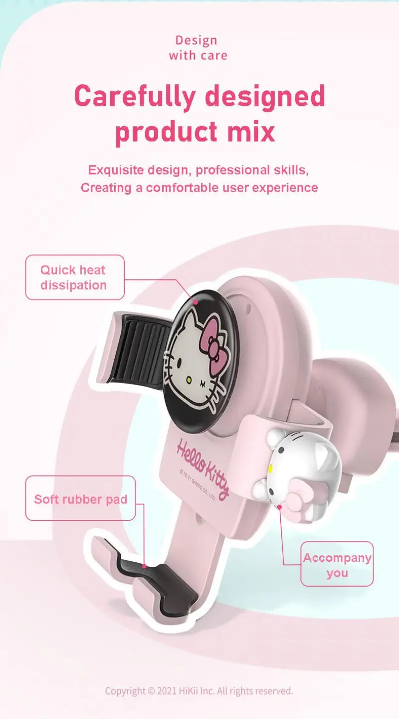Hello Kitty mobile phone car mount  aromatherapy air vent clip car navigation rack suction cup  support car fixed Birthday gift
