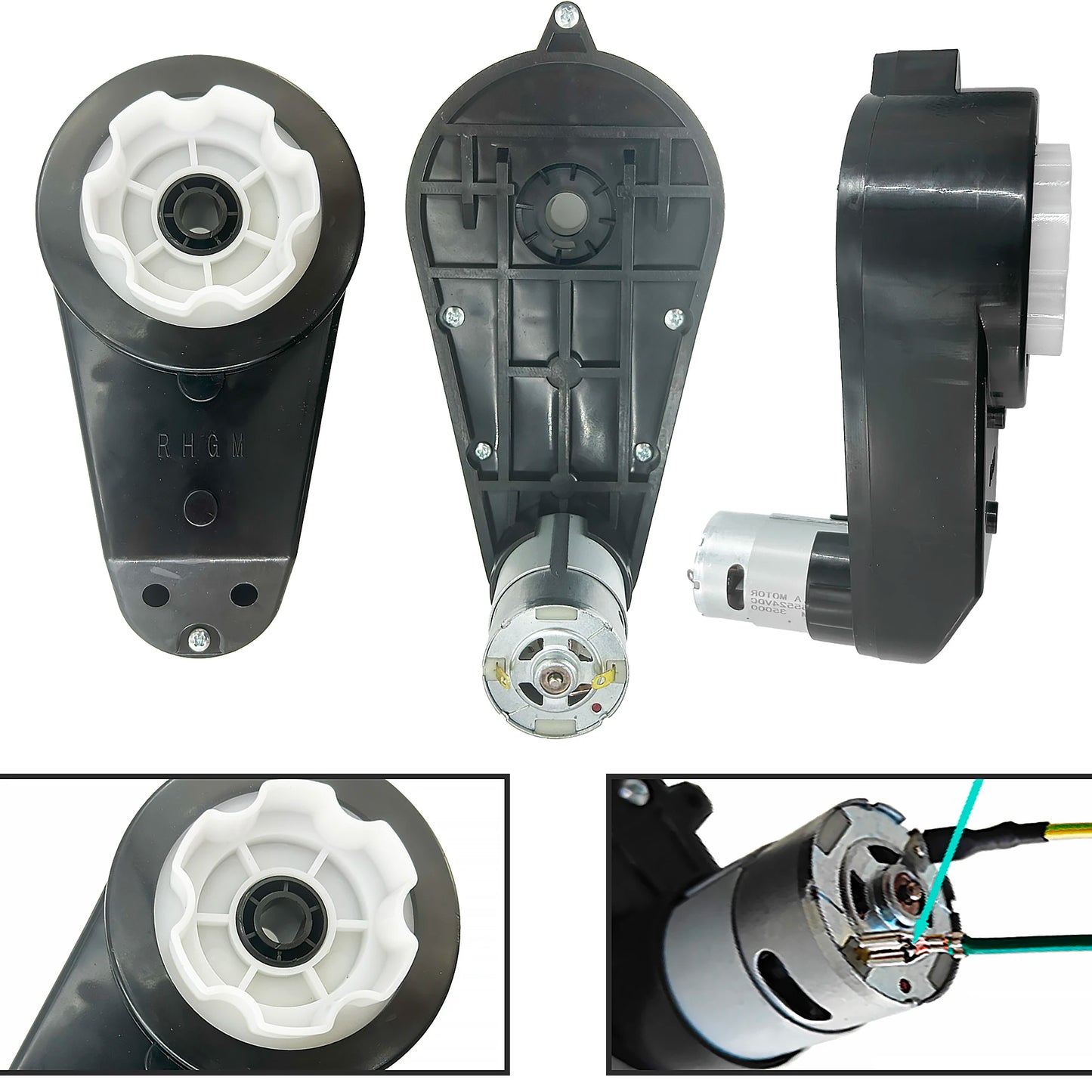 6V 12V 24V RS390 RS550 High Speed 2PCS Children Electric Ride on Car Vehicle Motor Gearbox Engine Reducer with Adapter Connector